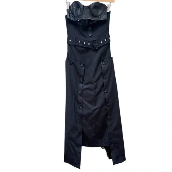 Rokh x H&M Black Bandeau Dress With Leather Bra RARE SAMPLE Rokh x H&M Black Bandeau Dress With Leather Bra RARE SAMPLE